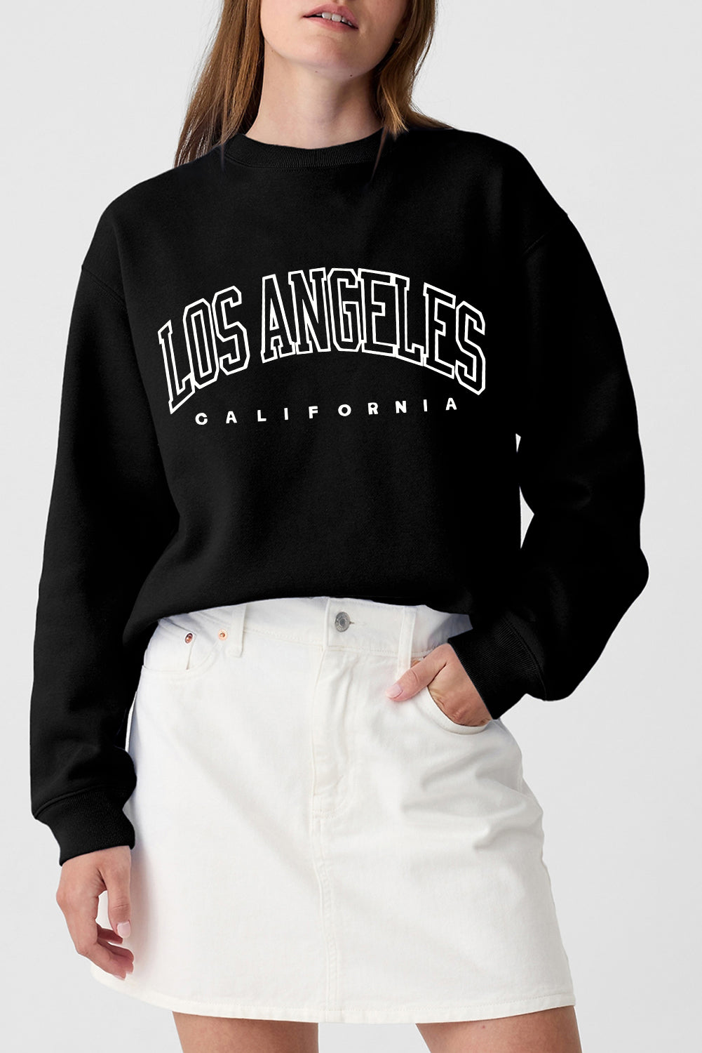 Black LOS ANGELES CALIFORNIA Graphic Crewneck Pullover Sweatshirt