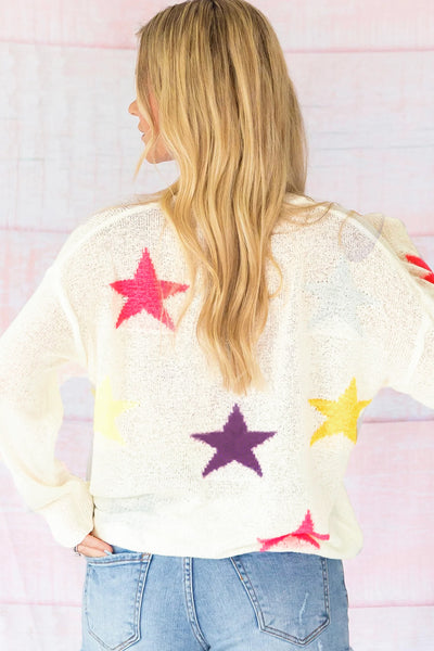 Colorful Star Pattern Loose Sweater